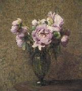 Henri Fantin-Latour Glazen vaas met pioenen. oil